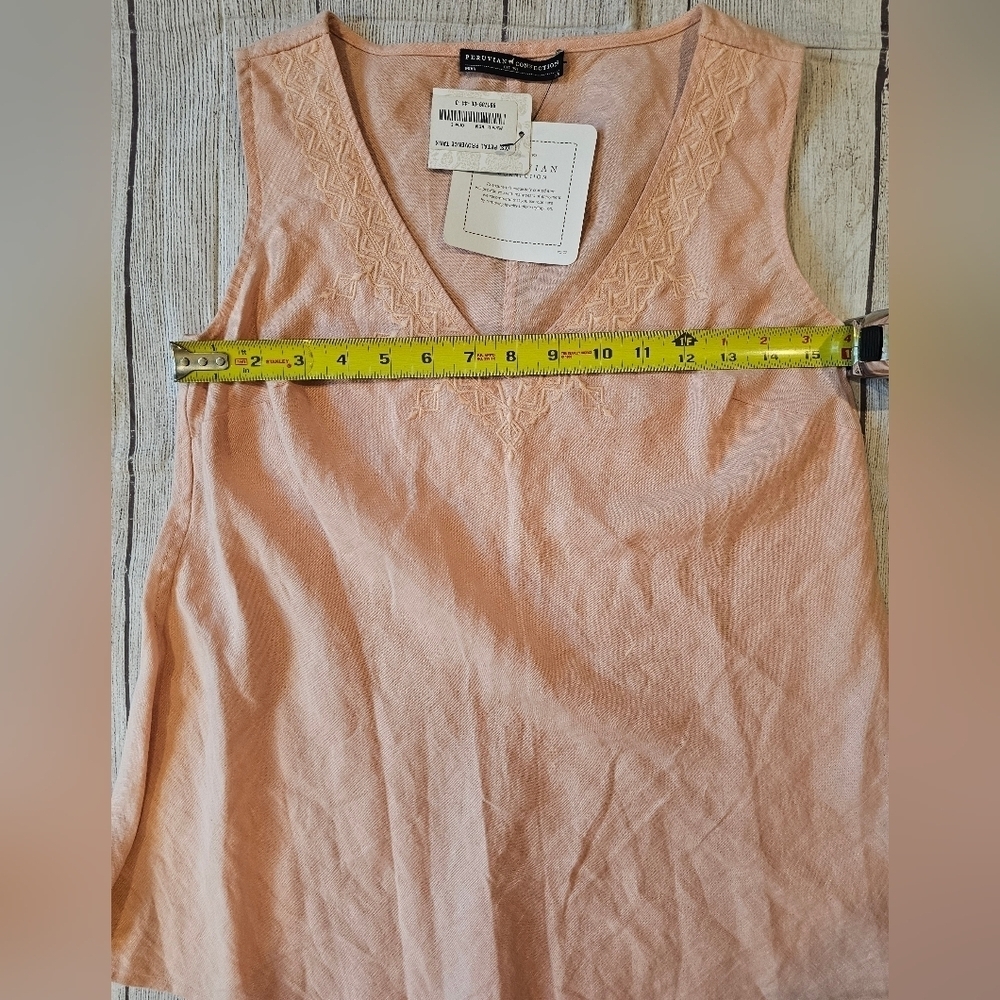 Peruvian Connection Size XS Petal Provence Tank Linen Blend Embroidered NWT - Picture 11 of 11